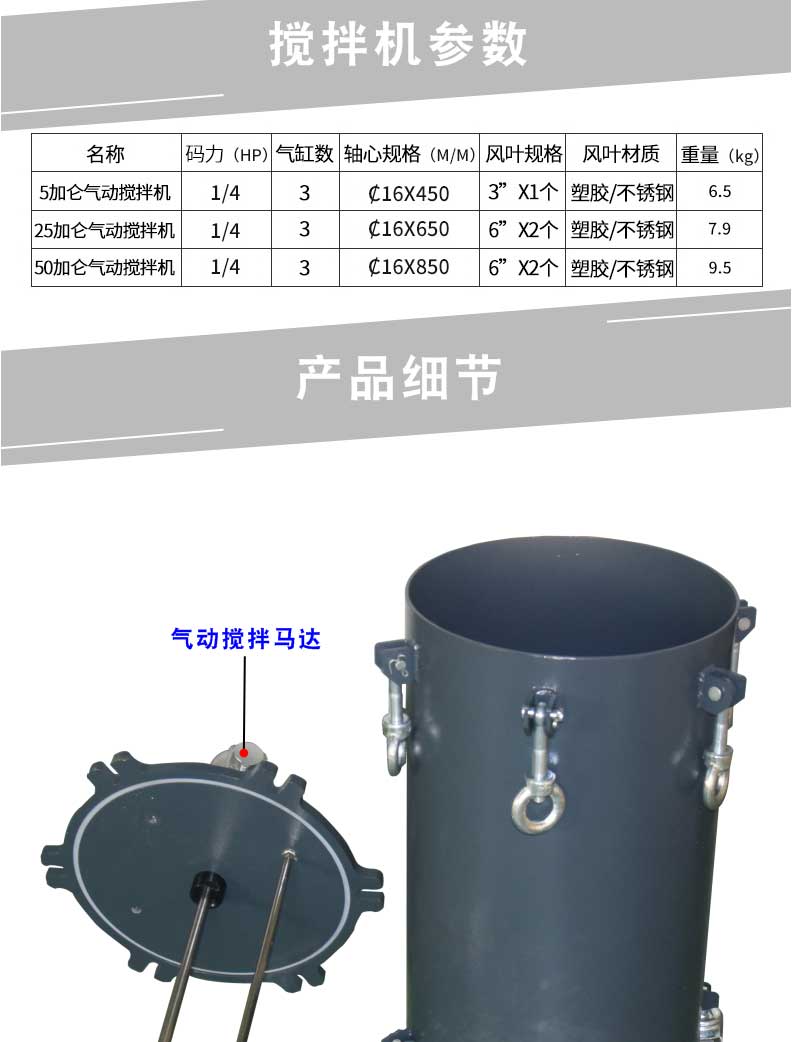 氣動壓力桶攪拌型細節